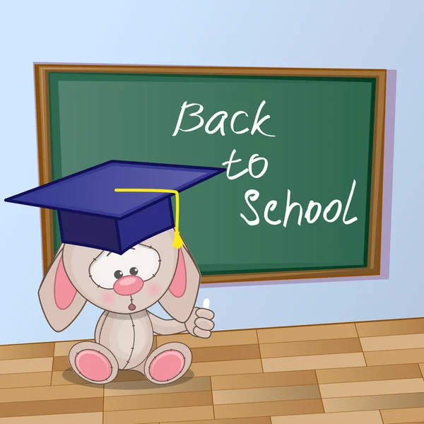 Cartoon Rabbit ha scritto in classe — Vettoriale Stock