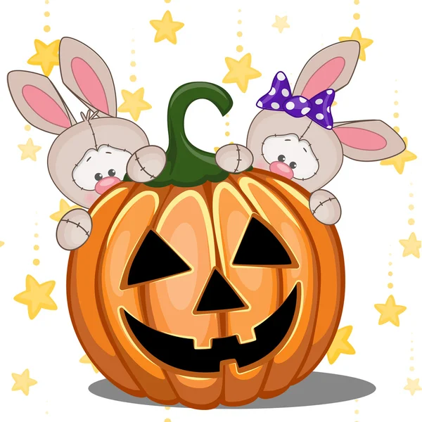 Halloween králíků s dýně — Stockový vektor