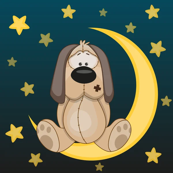 Triste perro en la luna — Vector de stock