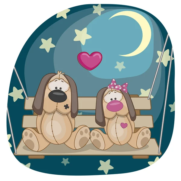 Lindos amantes de los perros — Vector de stock