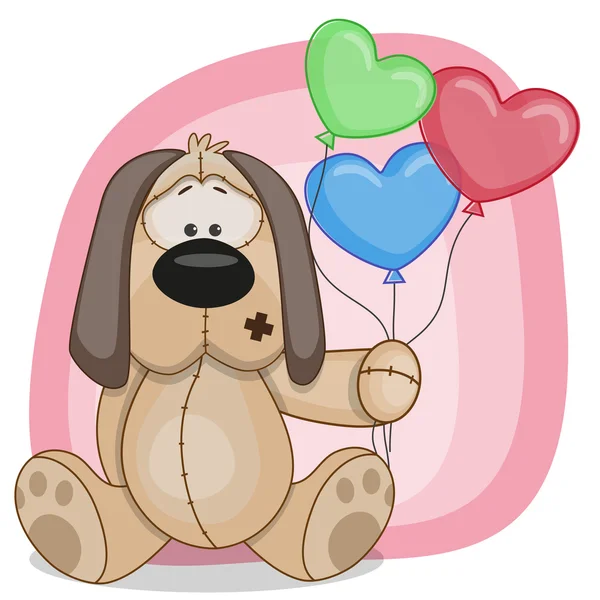 Cachorro con globos — Vector de stock