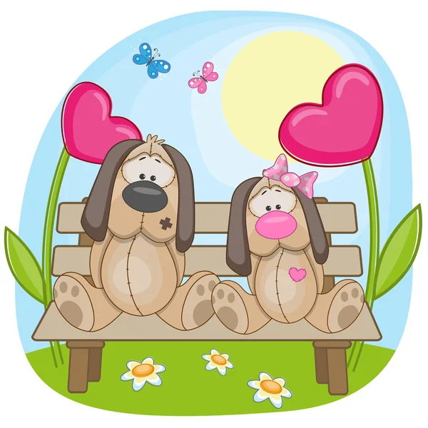 Cute Lovers Dogs — Stock Vector