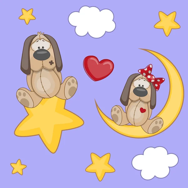 Lovers Dogs in the sky — Stock Vector