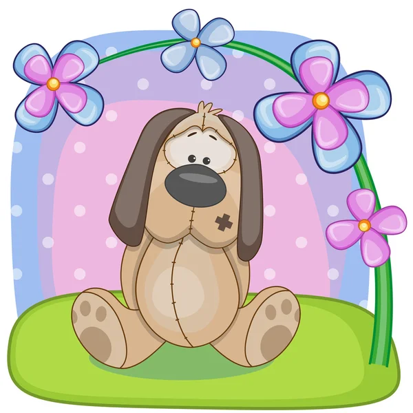 Pies z kwiatami — Wektor stockowy