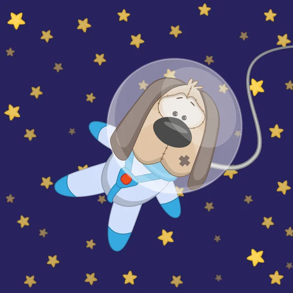 スペースの犬の宇宙飛行士 — ストックベクタ