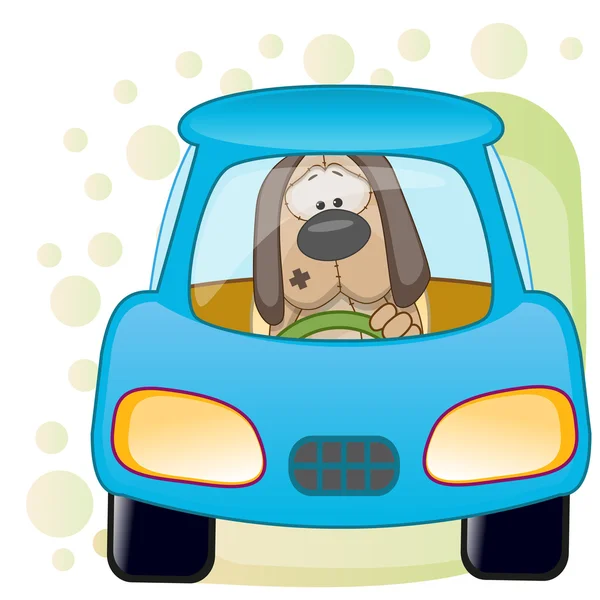 Dog in a car — Stock Vector