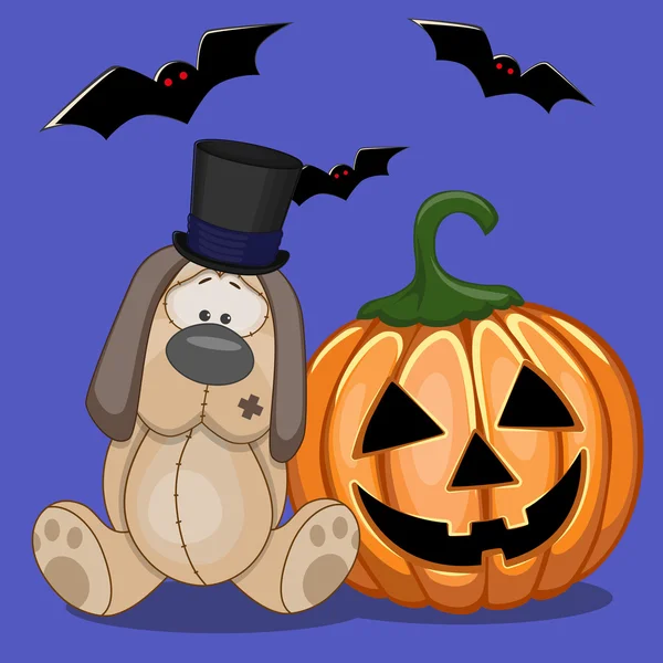 Halloween Perro con calabaza — Archivo Imágenes Vectoriales
