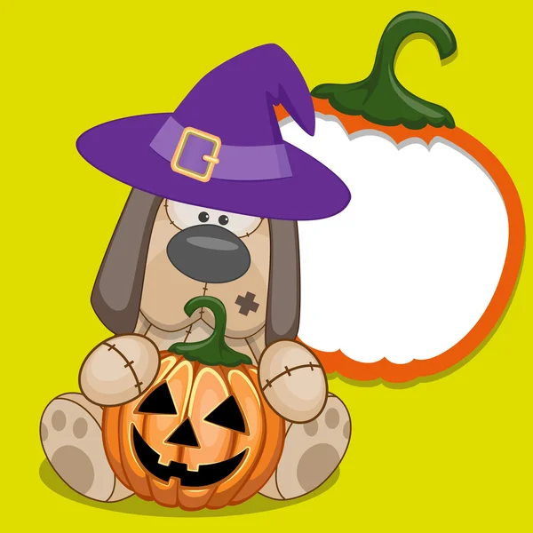 Halloween Dog com abóbora — Vetor de Stock