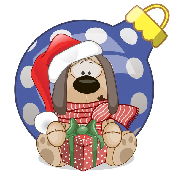 Perro en un sombrero de Santa — Vector de stock