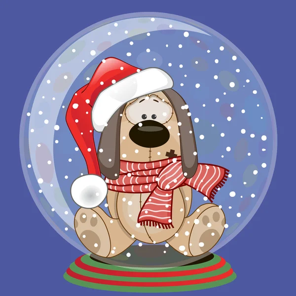 Santa Dog in hat — Stock Vector