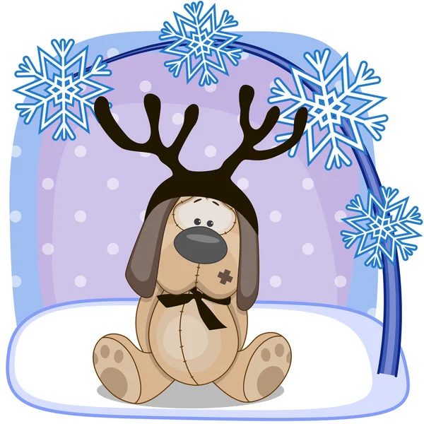 Dog with antlers — Stock Vector