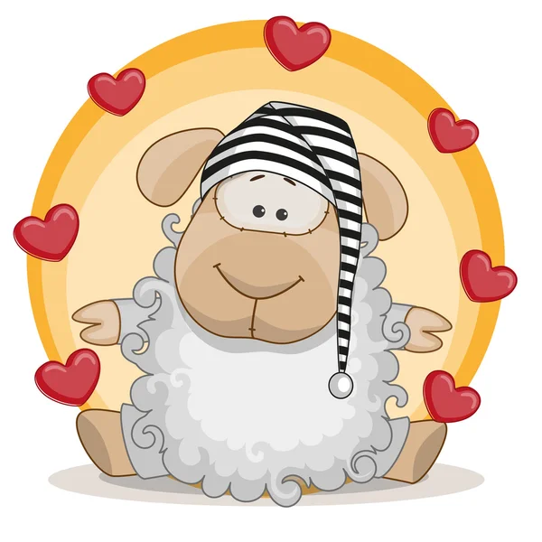 Sheep with hearts — Stock Vector