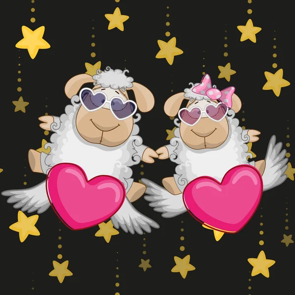 Cute  Lovers sheep — Stock Vector