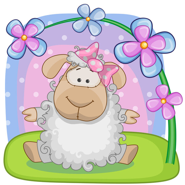 Sheep with flowers