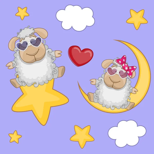 Schapen van schattig Lovers — Stockvector