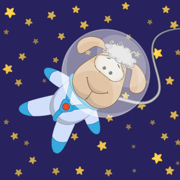 Sheep astronaut in space — Stock Vector