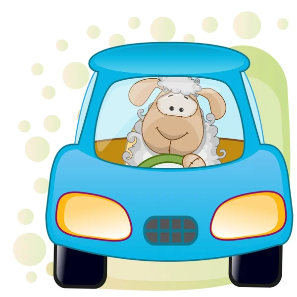 Sheep in a car — Stock Vector