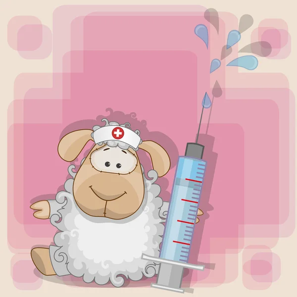 Sheep nurse with a syringe — Stock Vector