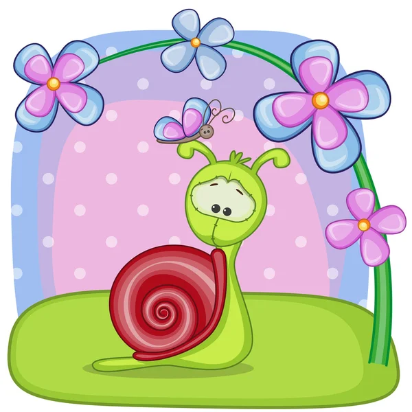 蜗牛用鲜花 — 图库矢量图片