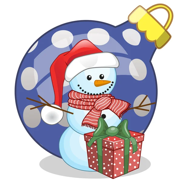 Snowman in a Santa hat — Stock Vector