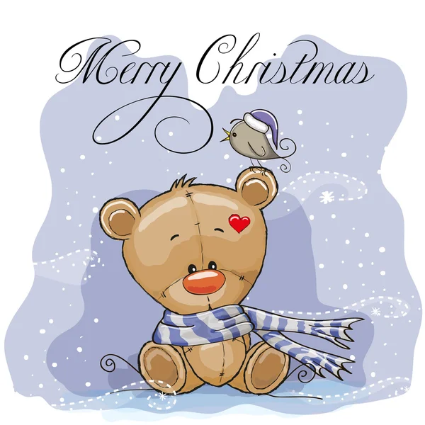 Cartão de Natal com ursinho —  Vetores de Stock