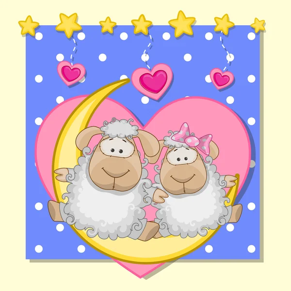 Cute Lovers Sheep — Stock Vector