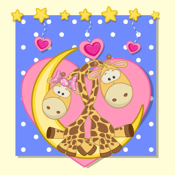 Cute Lovers Giraffes — Stock Vector