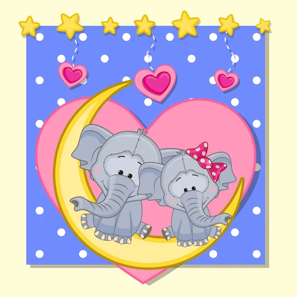Cute Lovers Elefanti — Vettoriale Stock