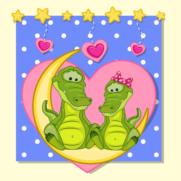 Cute Lovers Crocodiles