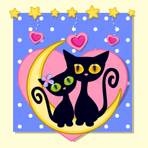 Lindos amantes de los gatos — Vector de stock