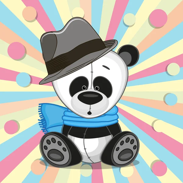 Panda dengan topi - Stok Vektor