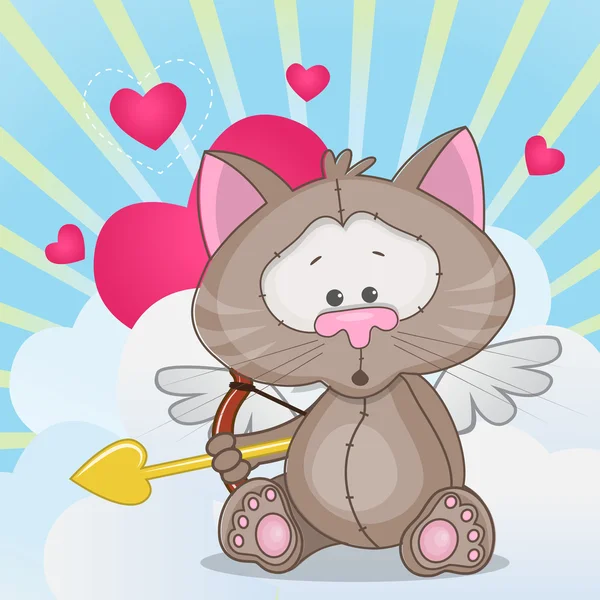 Schattig Cupid kat — Stockvector