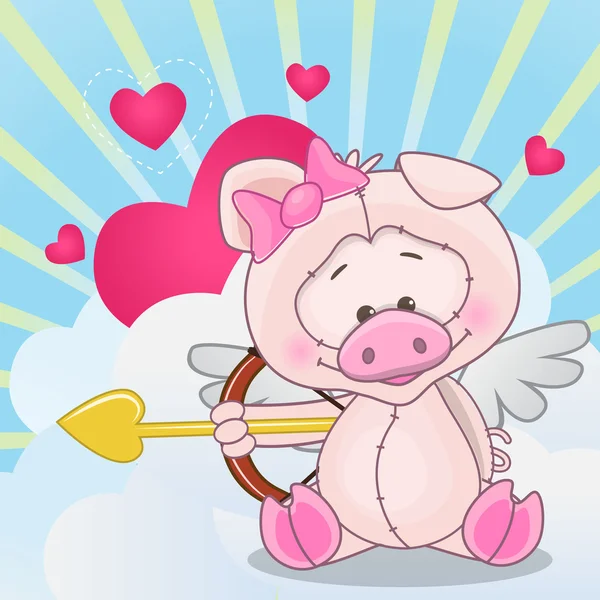 Tatlı aşk tanrısı domuz — Stok Vektör