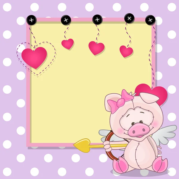 Cochon Cupidon avec cadre — Image vectorielle