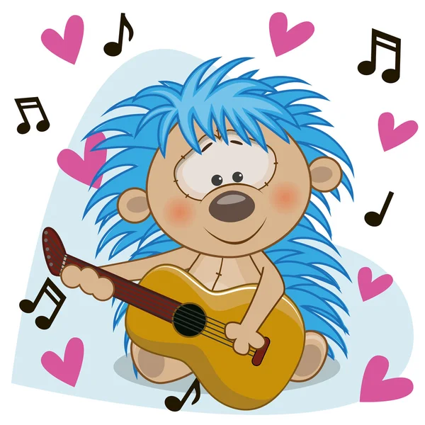 Hedgehog with guitar — Stock Vector