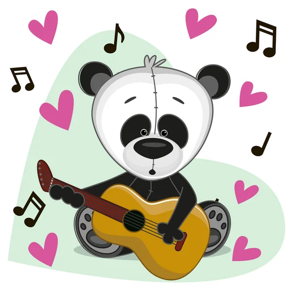 Panda med gitarr — Stock vektor