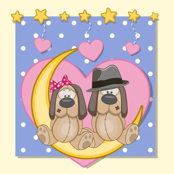 Cute Lovers Dogs — Stock Vector