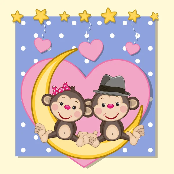 Anime liefhebbers Monkeys — Stockvector