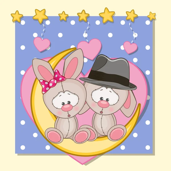 Amoureux mignons lapins — Image vectorielle