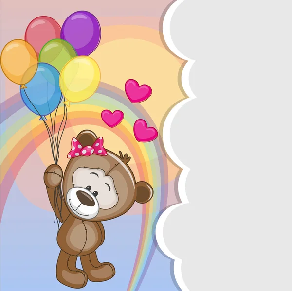 Nallebjörn med ballonger — Stock vektor