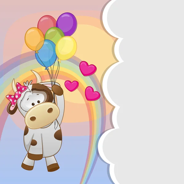 Kráva s balónky — Stockový vektor