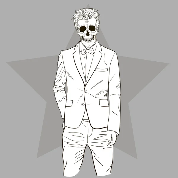 Fashion illustration of skull man — Stock Vector