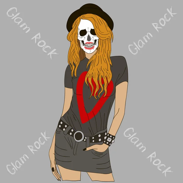 Kafatası kız moda çizimi