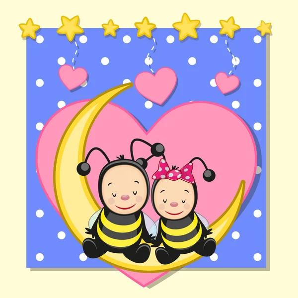 Lovers Bees — Stock Vector