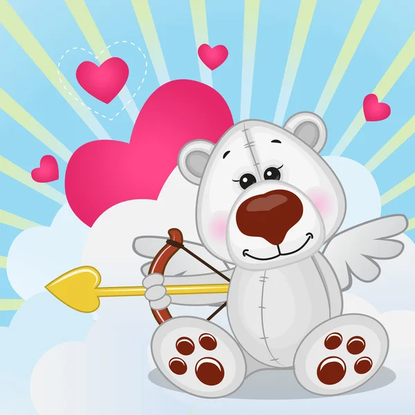 Cupid Polar Bear — Stock Vector