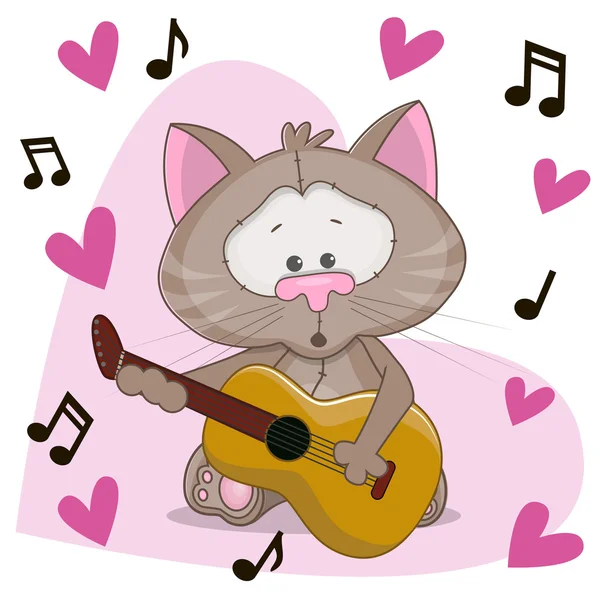 Cat with guitar — Stock Vector