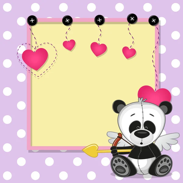 Panda Cupido con marco — Vector de stock