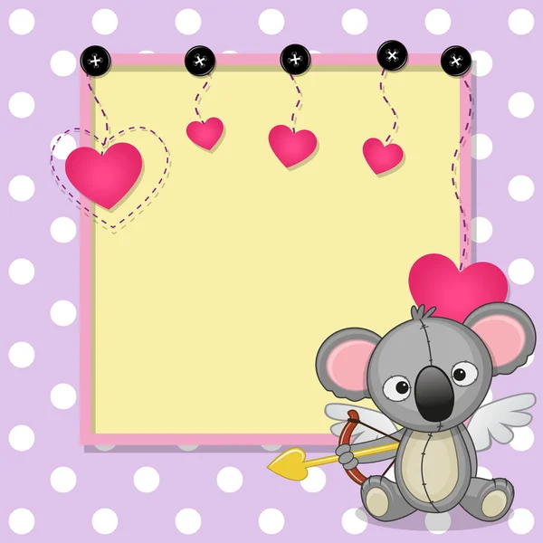 Cupido Koala con marco — Vector de stock