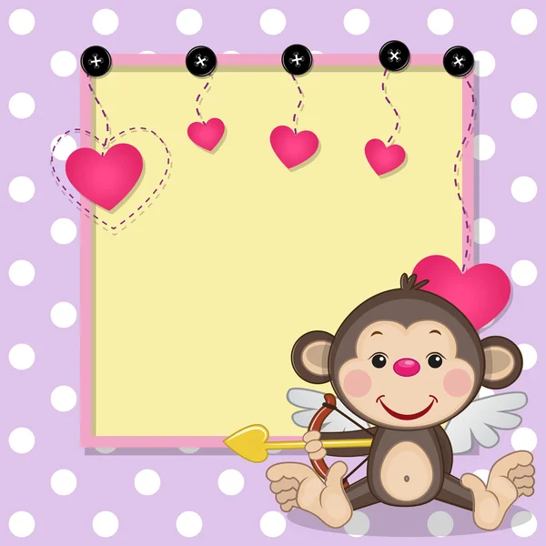 Cupid Monkey with frame — Stock Vector