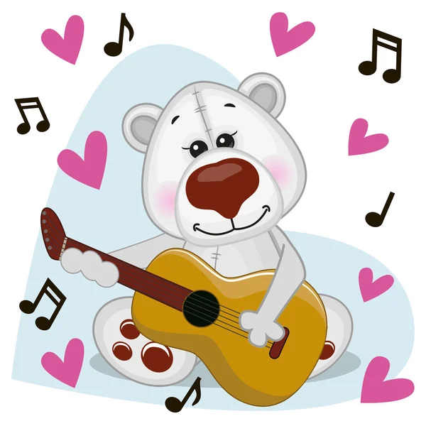 Polar Bear with guitar — Stock Vector